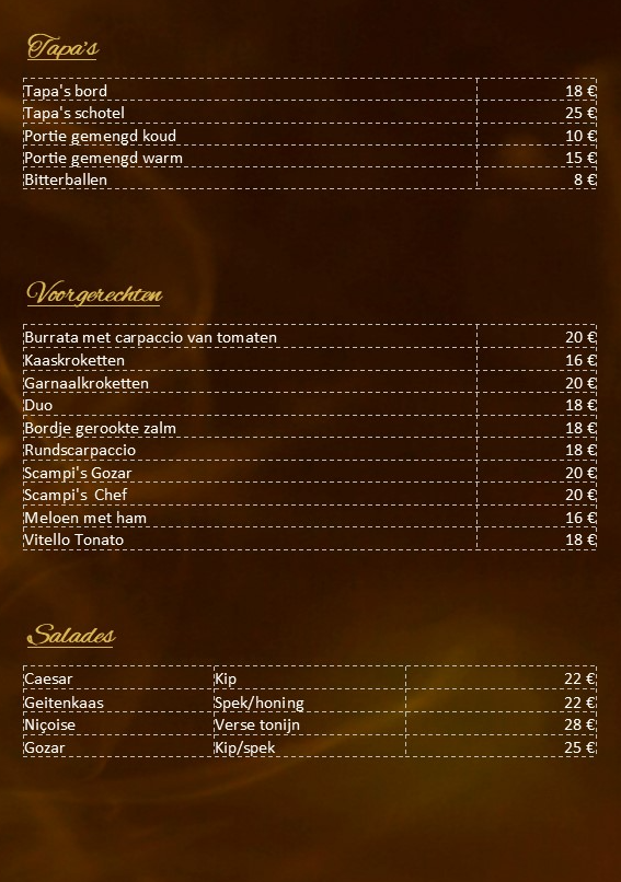 Dinerkaart 1
